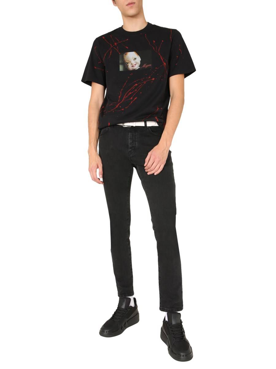 MSGM T-SHIRT GIROCOLLO IN COTONE CON STAMPA
