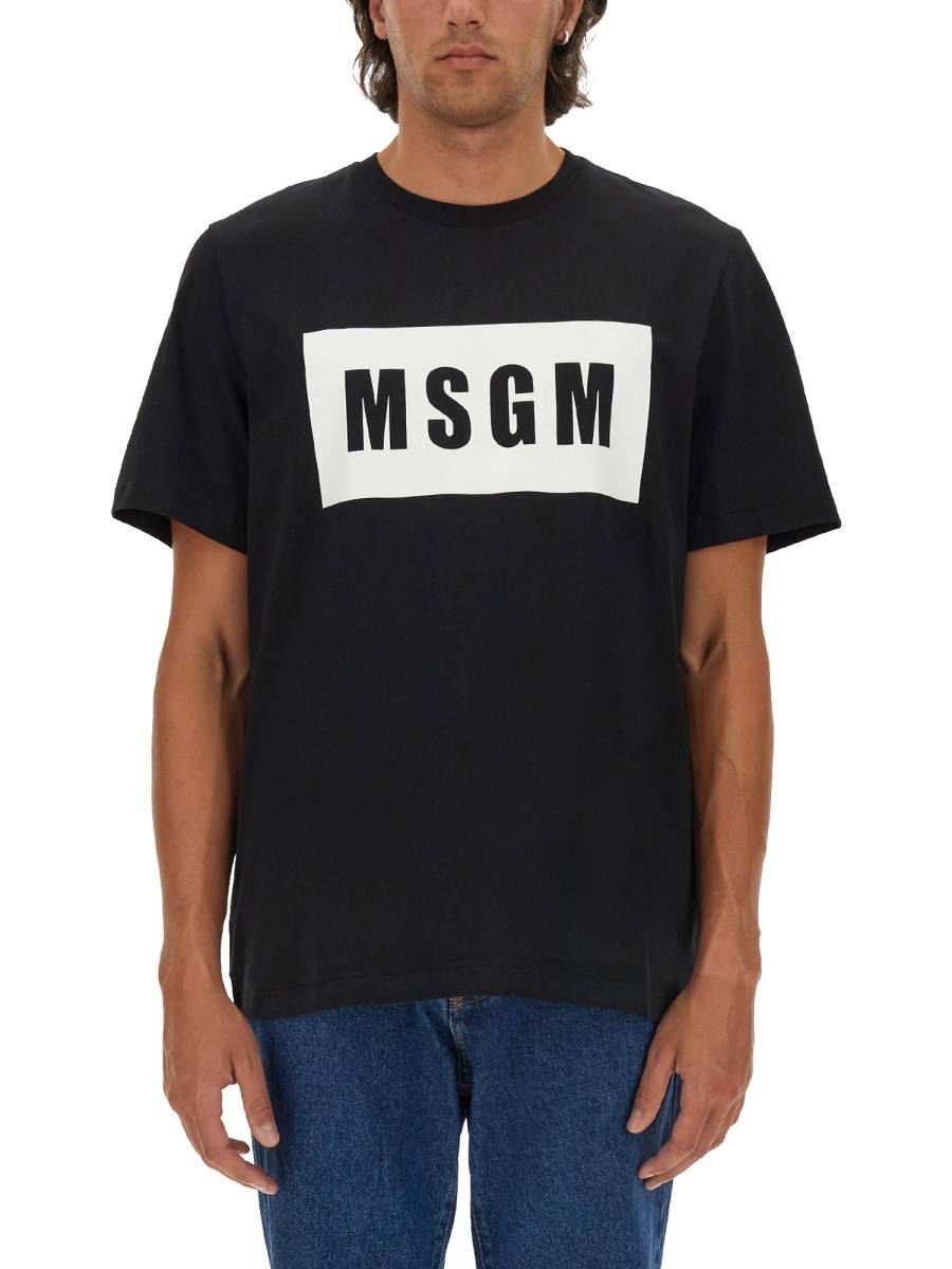 MSGM T-SHIRT IN COTONE CON BOX LOGO