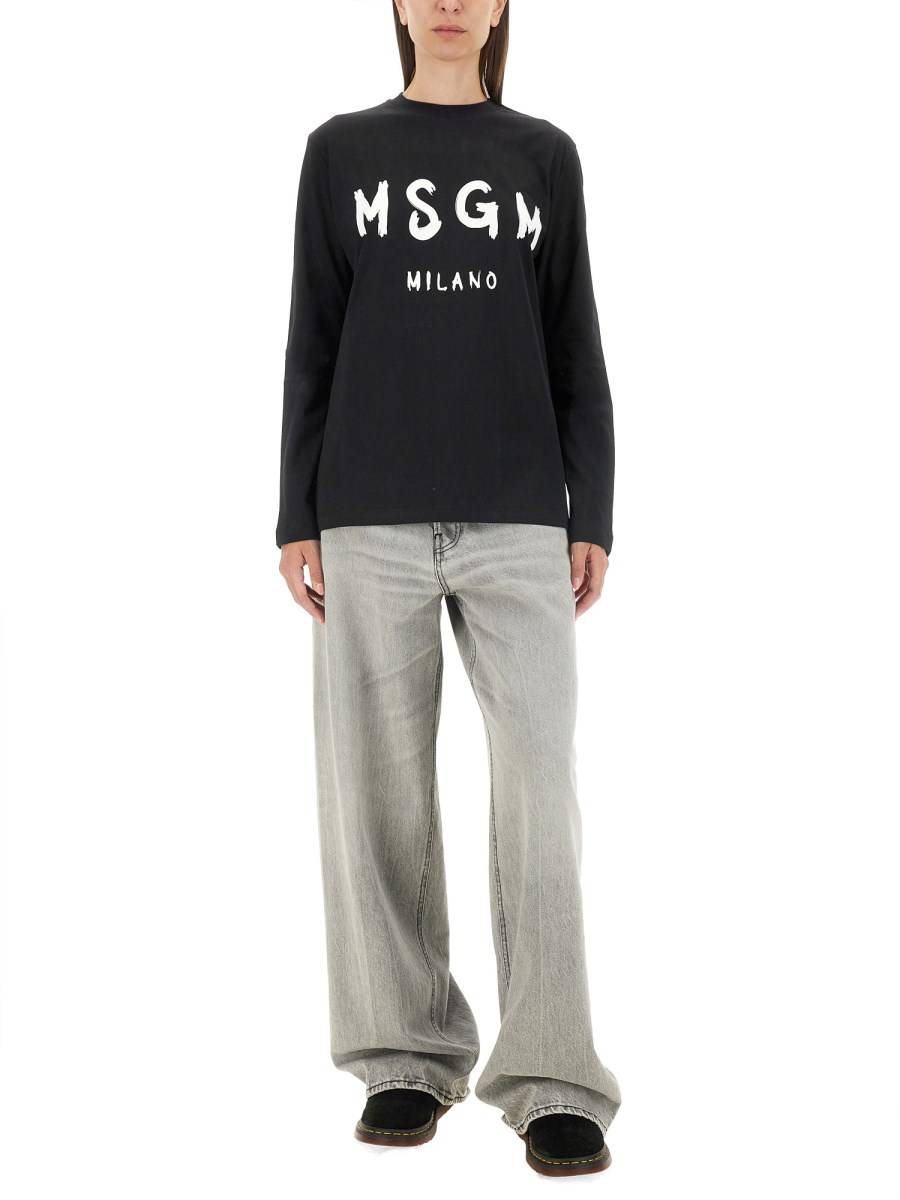 MSGM T-SHIRT IN COTONE CON LOGO PENNELLATO