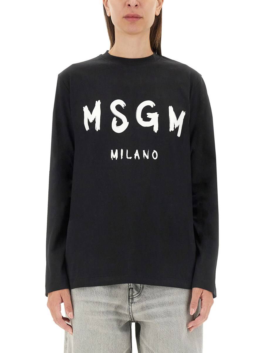 MSGM T-SHIRT IN COTONE CON LOGO PENNELLATO