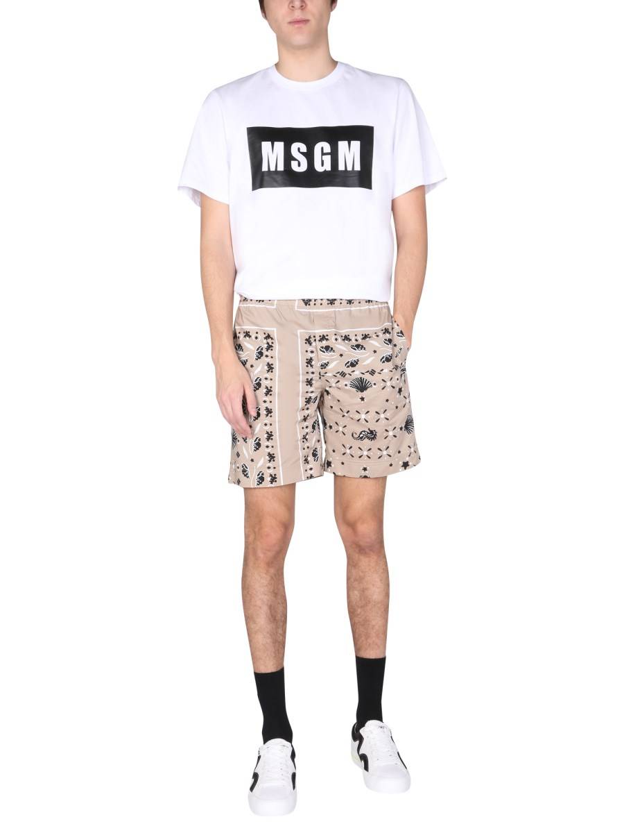 MSGM T-SHIRT IN JERSEY DI COTONE CON BOX LOGO
