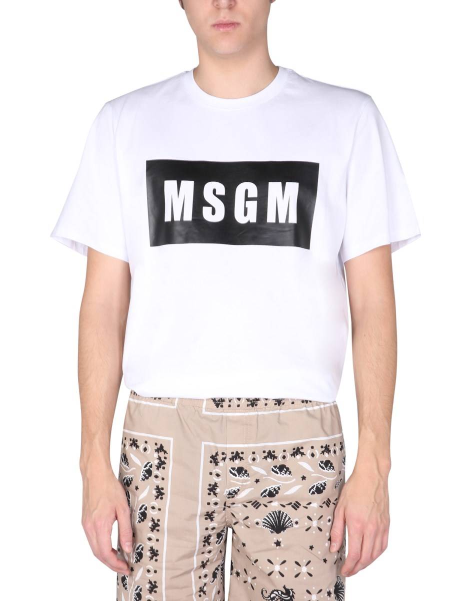 MSGM T-SHIRT IN JERSEY DI COTONE CON BOX LOGO