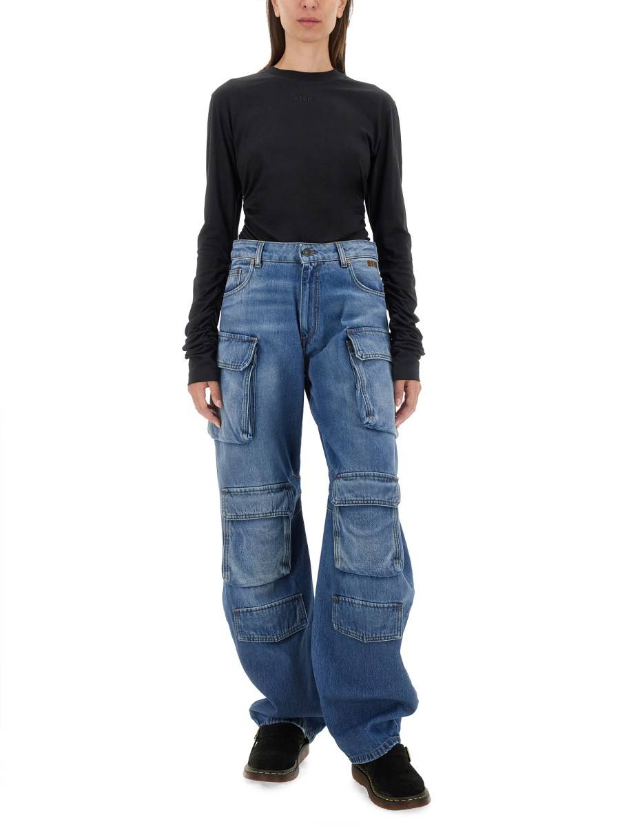 MSGM T-SHIRT IN JERSEY DI COTONE CON LOGO E RUCHES