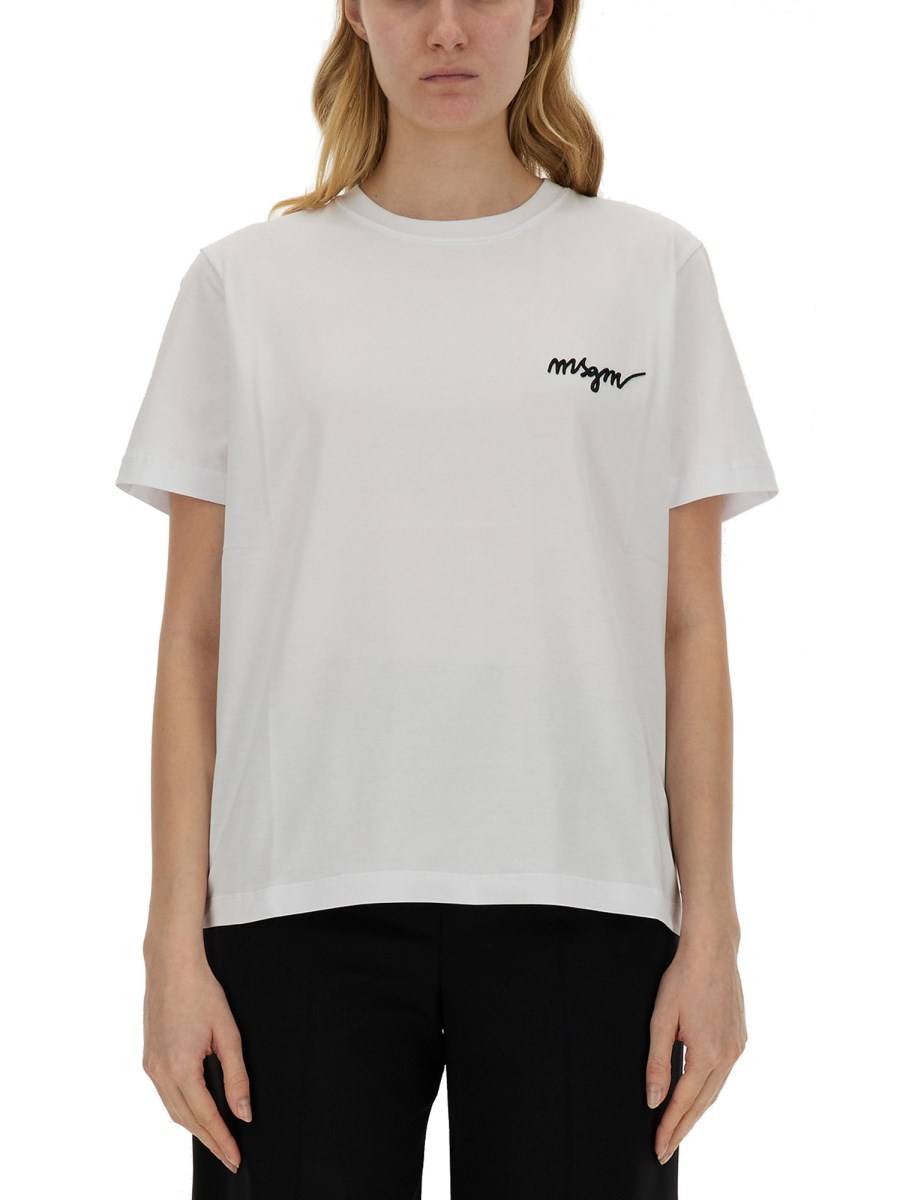 MSGM T-SHIRT IN JERSEY DI COTONE CON LOGO