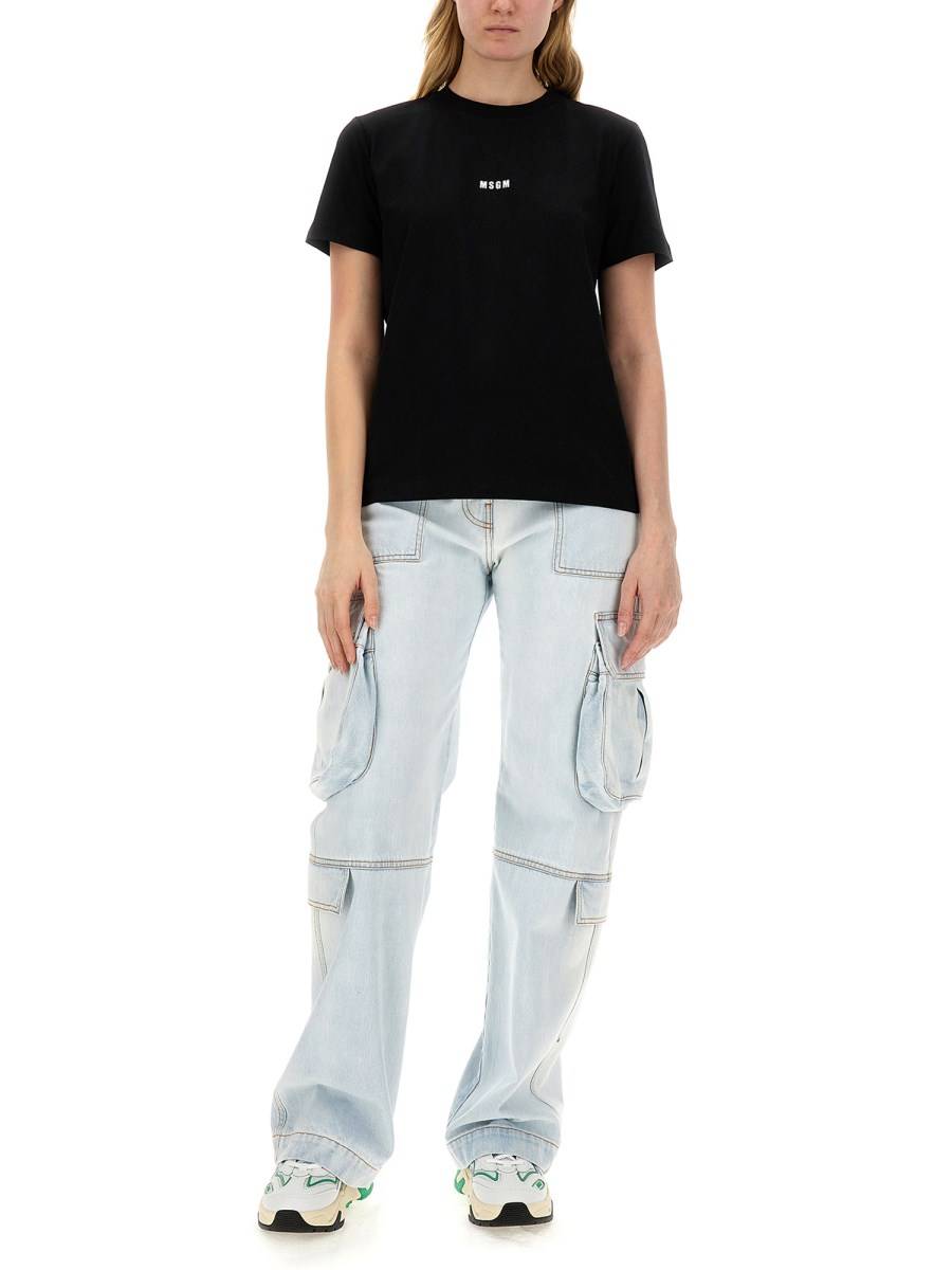 MSGM T-SHIRT IN JERSEY DI COTONE CON MICRO LOGO