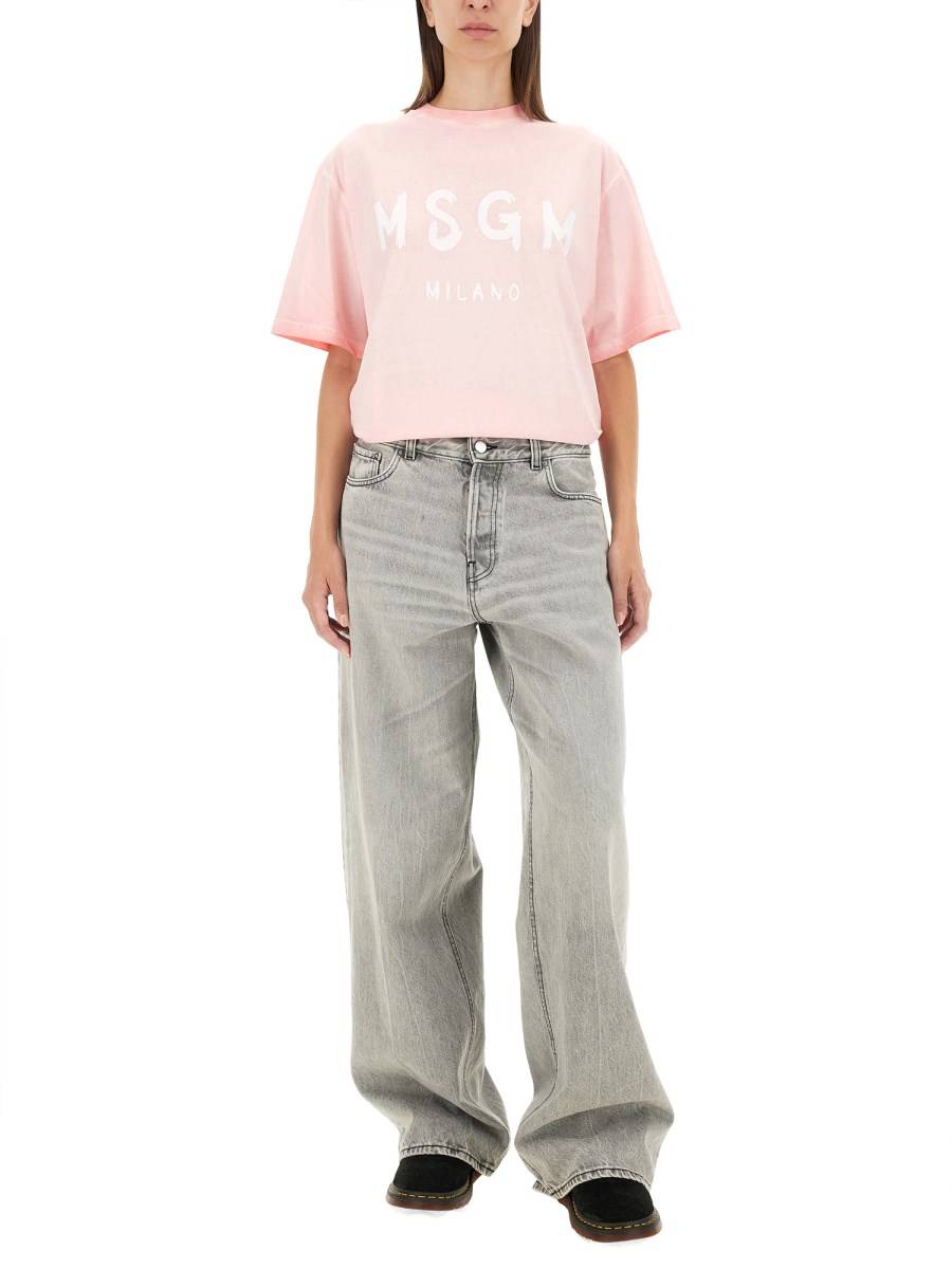 MSGM T-SHIRT IN JERSEY DI COTONE CON STAMPA LOGO