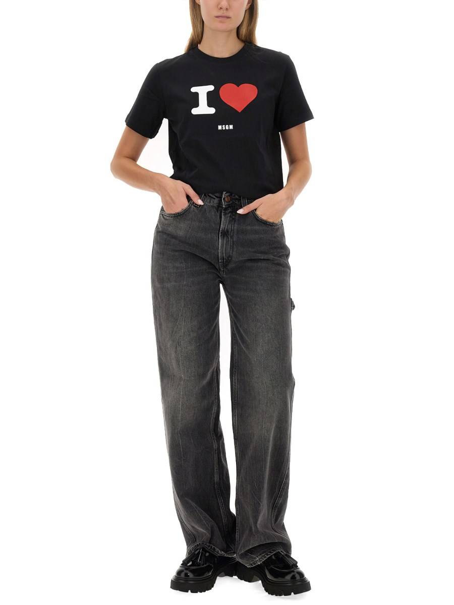 MSGM T-SHIRT IN JERSEY DI COTONE CON STAMPA LOGO