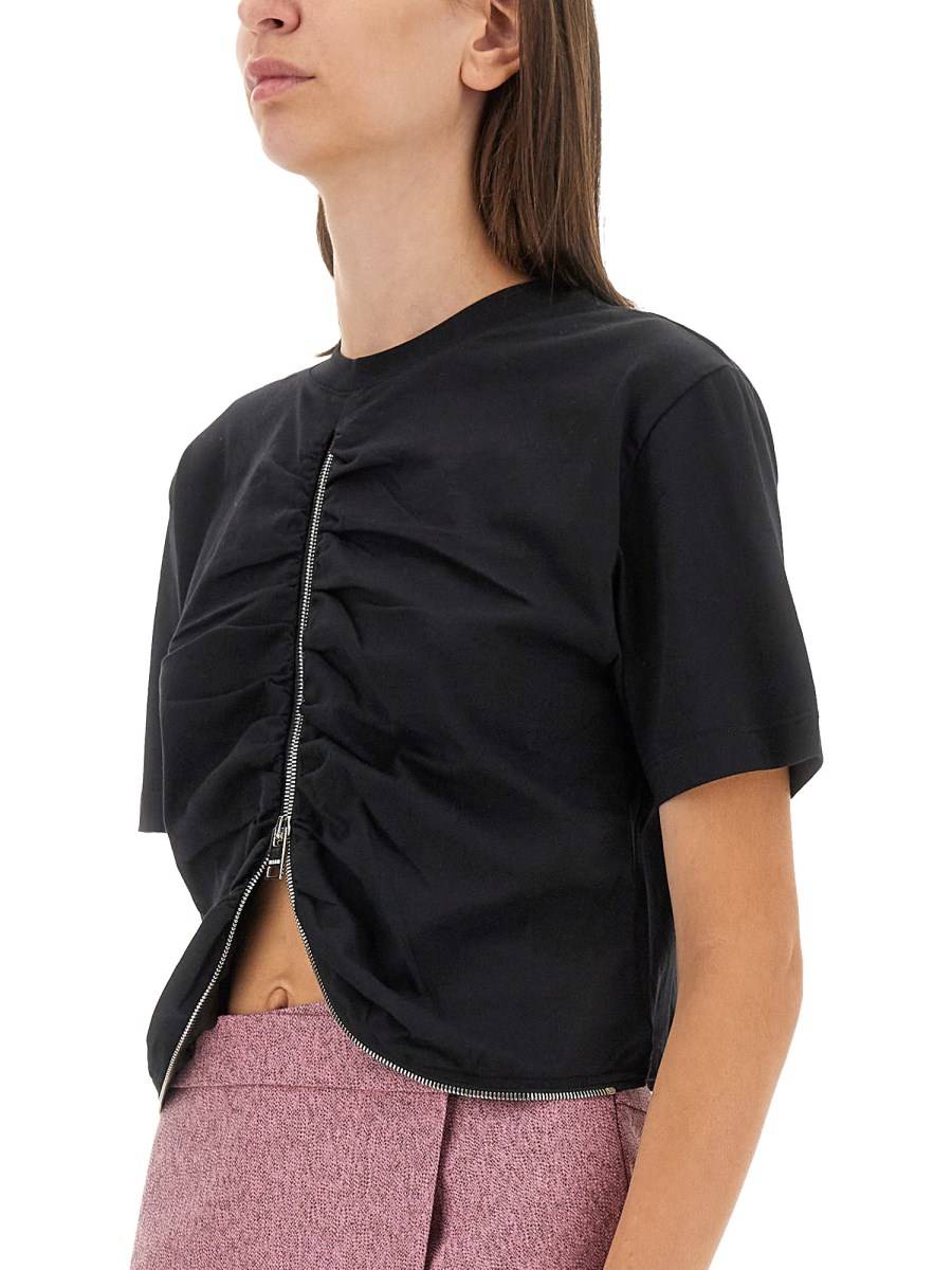 MSGM T-SHIRT IN JERSEY DI COTONE CON ZIP