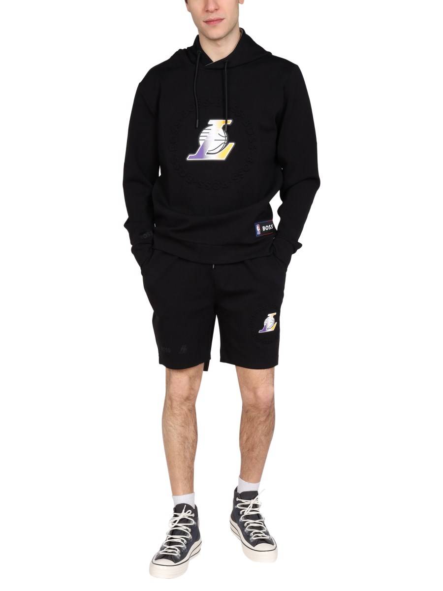NBA X BOSS BERMUDA IN FELPA DI COTONE CON LOGO