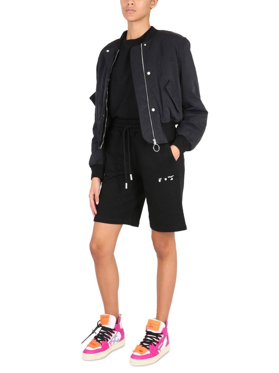 OFF-WHITE BOMBER IN NYLON CON STAMPA LOGO