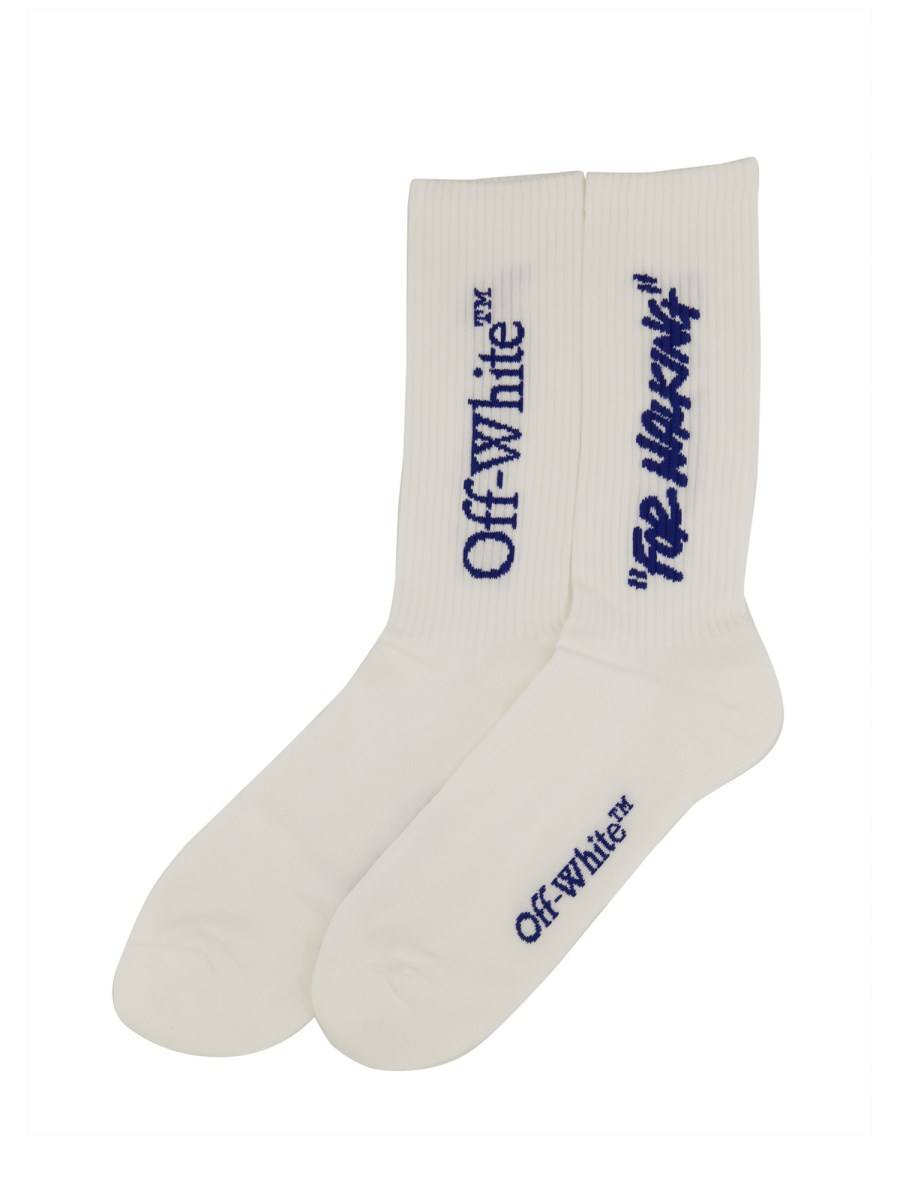 OFF-WHITE CALZINO IN COTONE CON RICAMO LOGO