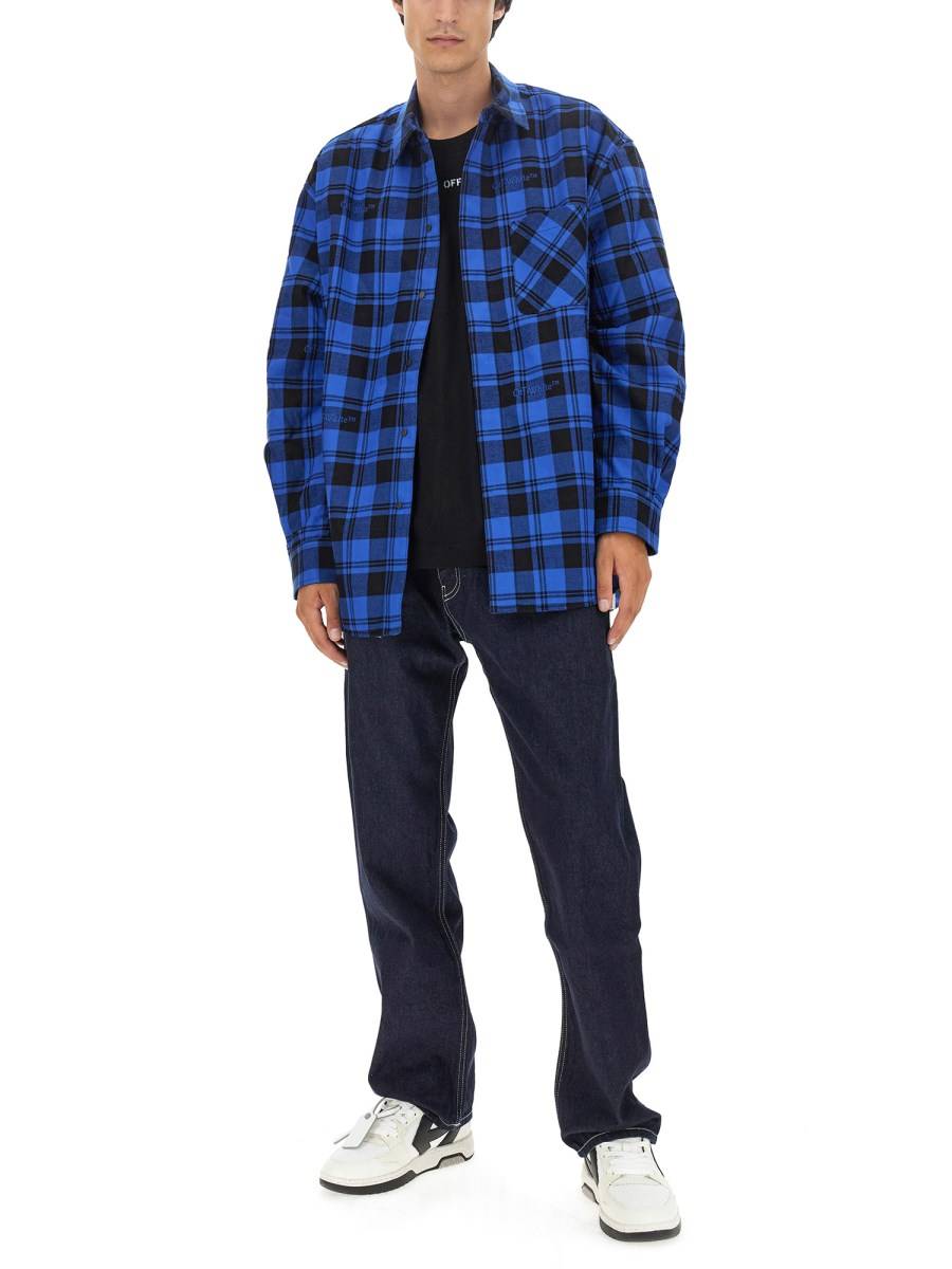 OFF-WHITE CAMICIA CON STAMPA CHECK IN FLANELLA
