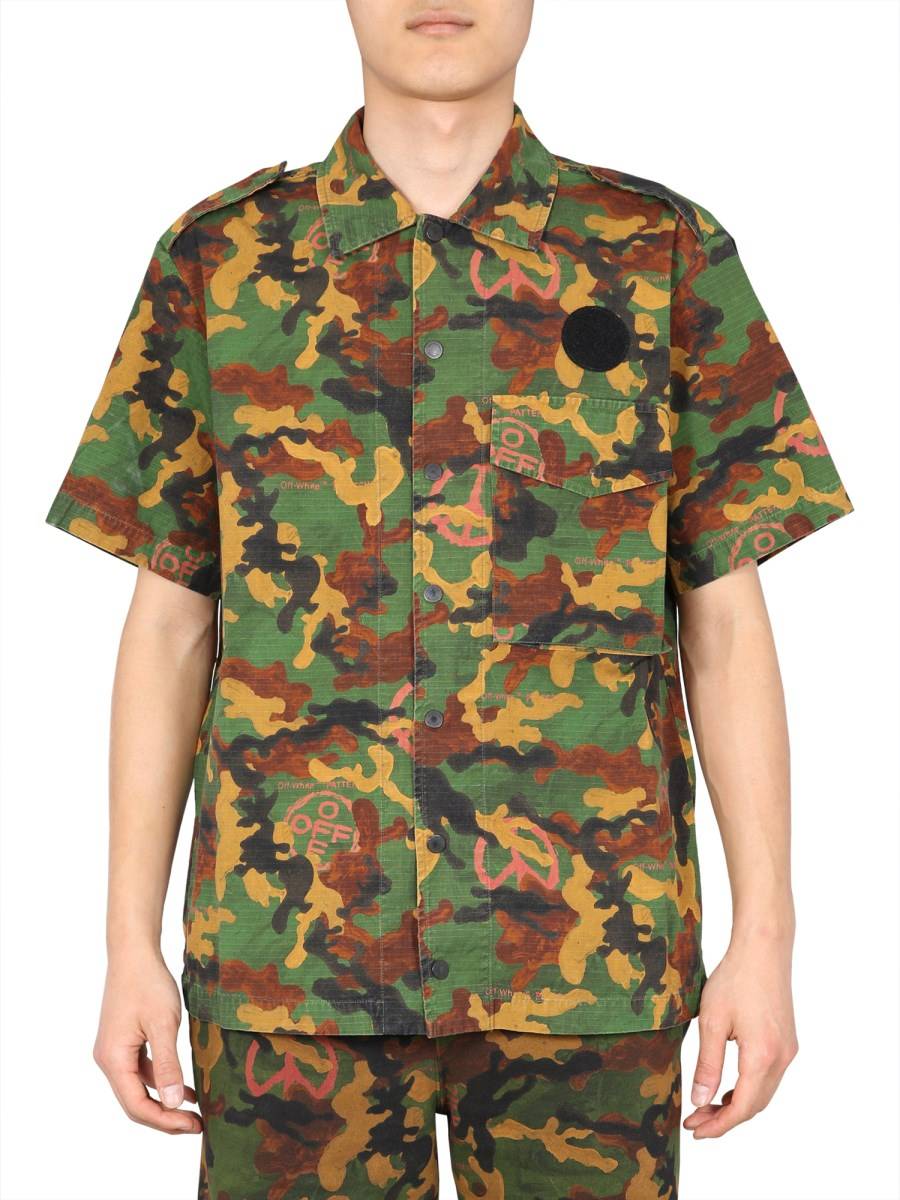 OFF-WHITE CAMICIA IN COTONE CON STAMPA CAMOUFLAGE