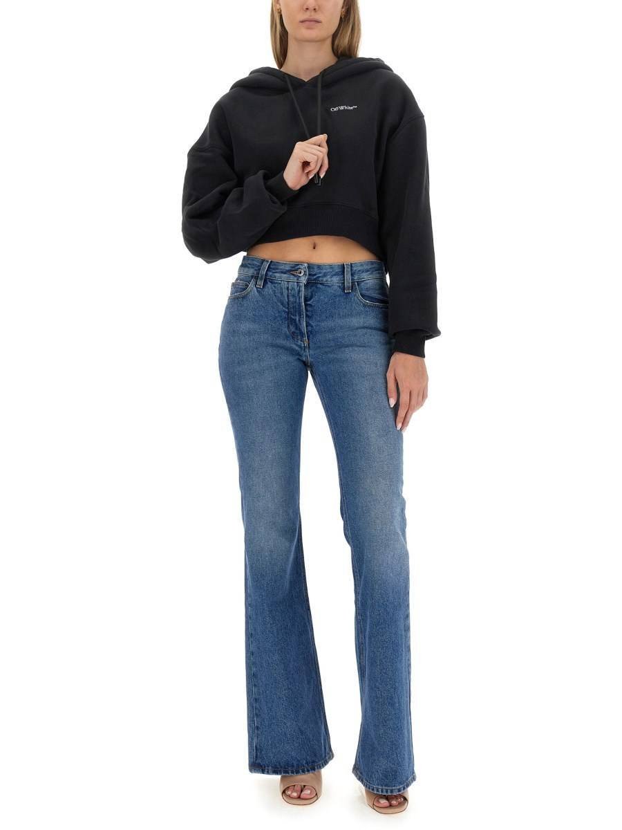 OFF-WHITE FELPA CROPPED IN COTONE CON LOGO