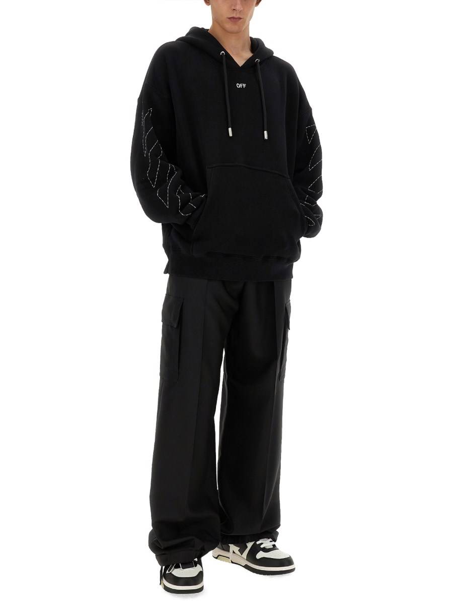 OFF-WHITE FELPA IN COTONE CON STAMPA LOGO