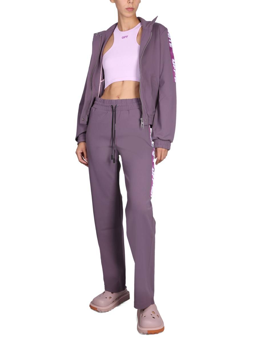 OFF-WHITE FELPA IN MISTO VISCOSA CON BANDE LOGATE