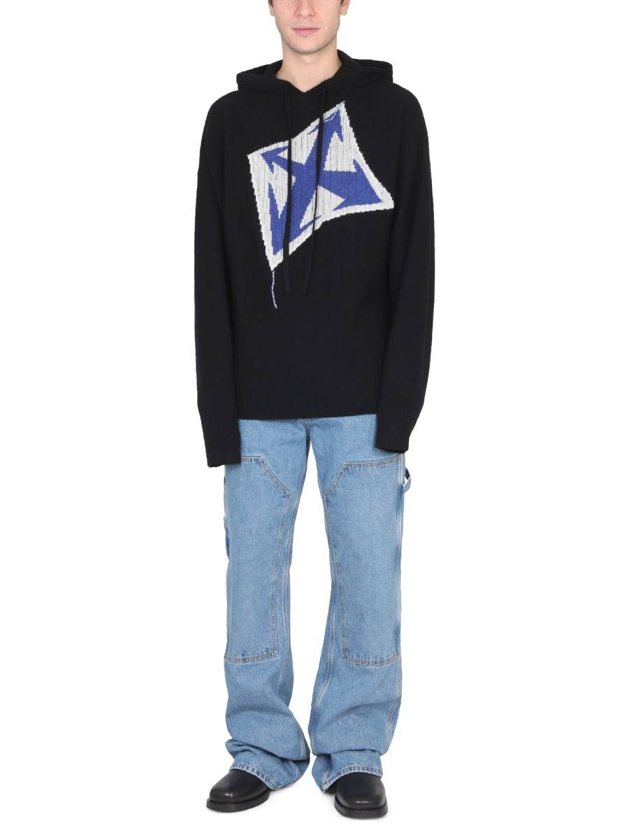 OFF-WHITE MAGLIA "THUNDER ARROW" CON CAPPUCCIO