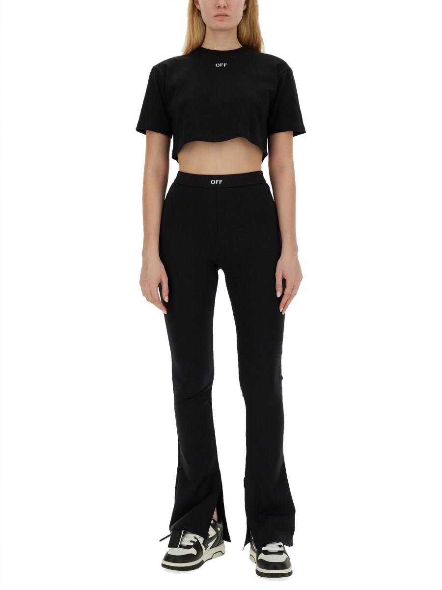 OFF-WHITE T-SHIRT CROPPED A COSTE CON LOGO OFF