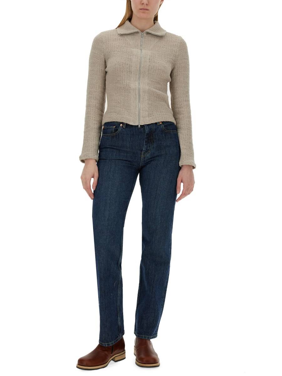 OUR LEGACY CARDIGAN CON ZIP IN MAGLIA INTRECCIATA