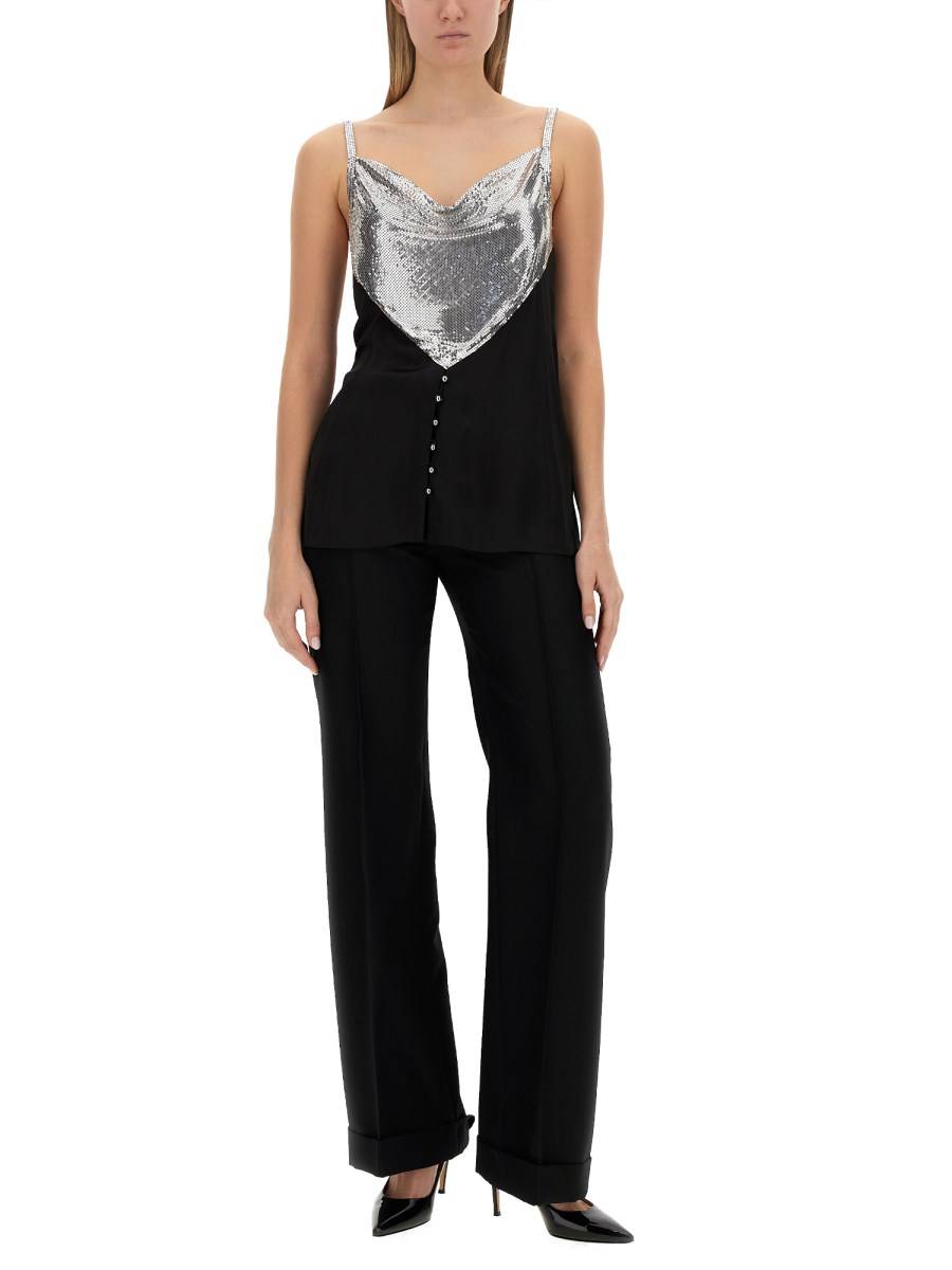 PACO RABANNE TOP CON INSERTI IN MESH