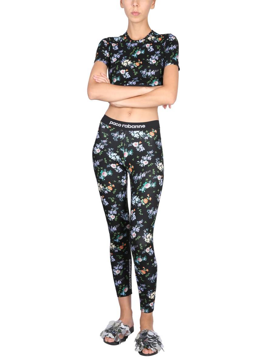 PACO RABANNE TOP CROPPED CON MOTIVO FLOREALE
