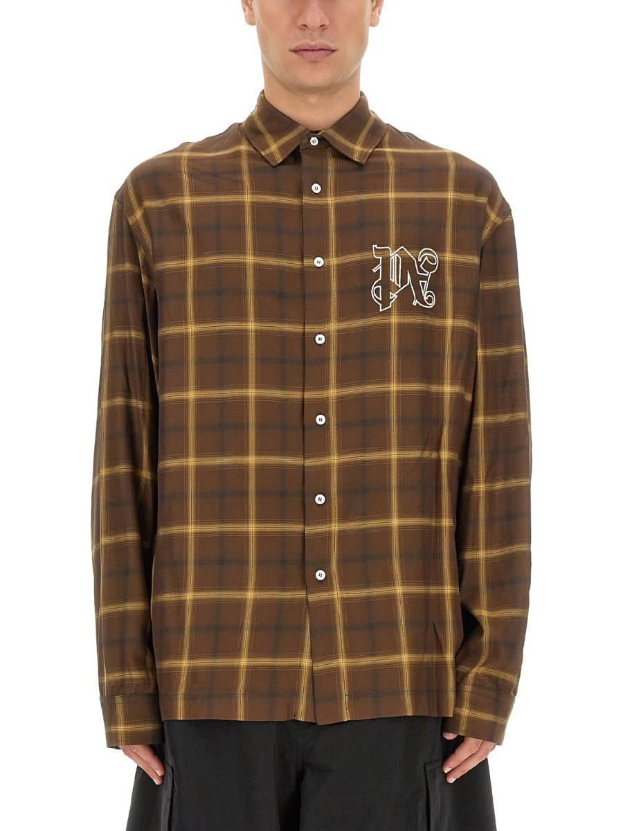 PALM ANGELS CAMICIA A MANICHE LUNGHE CON MONOGRAM