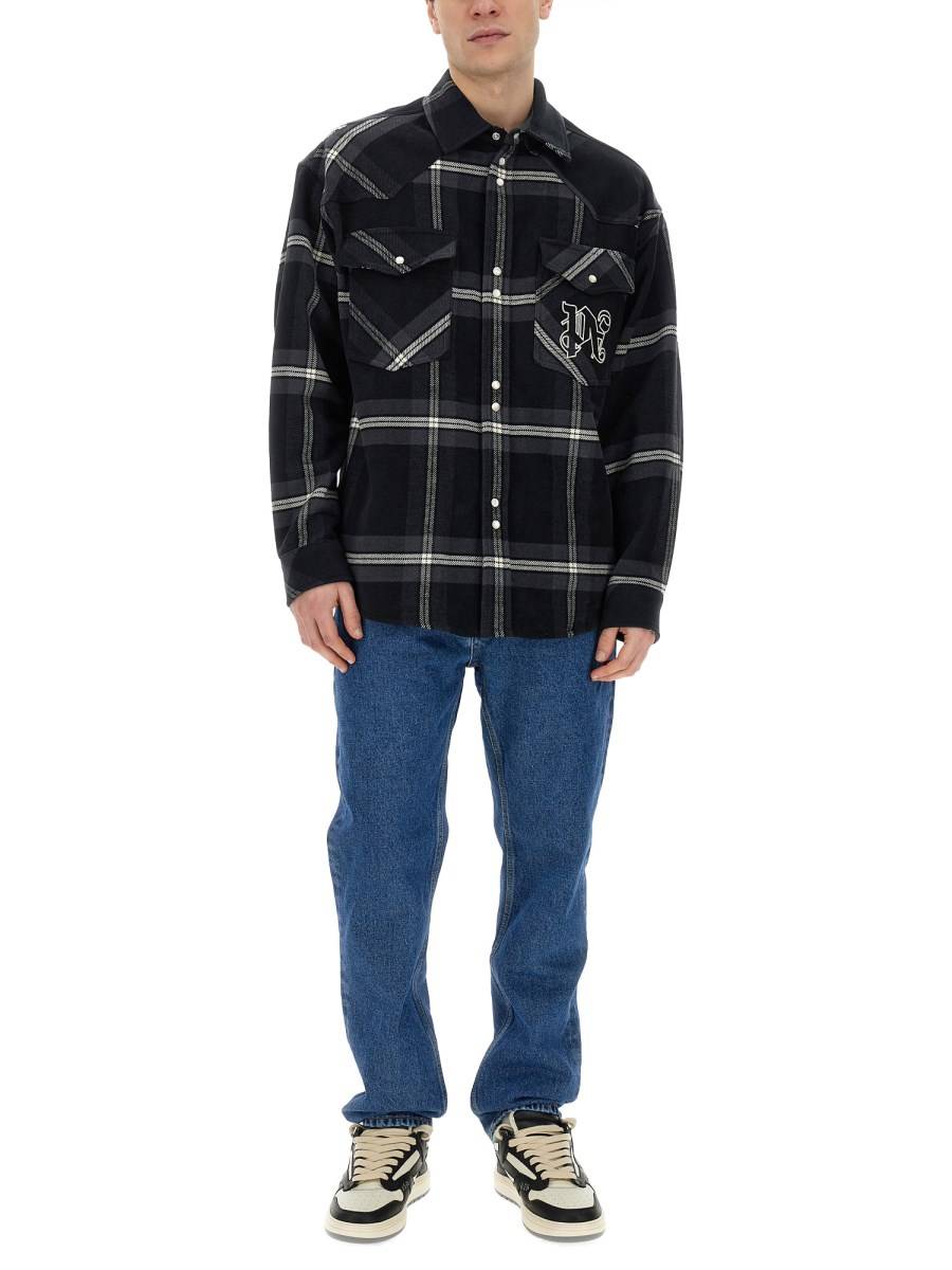 PALM ANGELS CAMICIA MONOGRAM CON MOTIVO CHECK