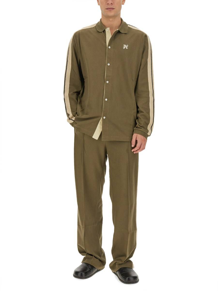 PALM ANGELS CAMICIA MONOGRAM IN TESSUTO TECNICO