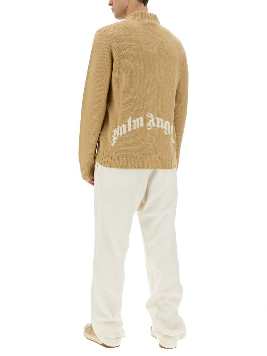 PALM ANGELS CARDIGAN IN LANA CON LOGO