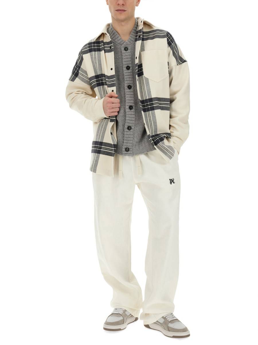 PALM ANGELS CARDIGAN IN LANA CON LOGO