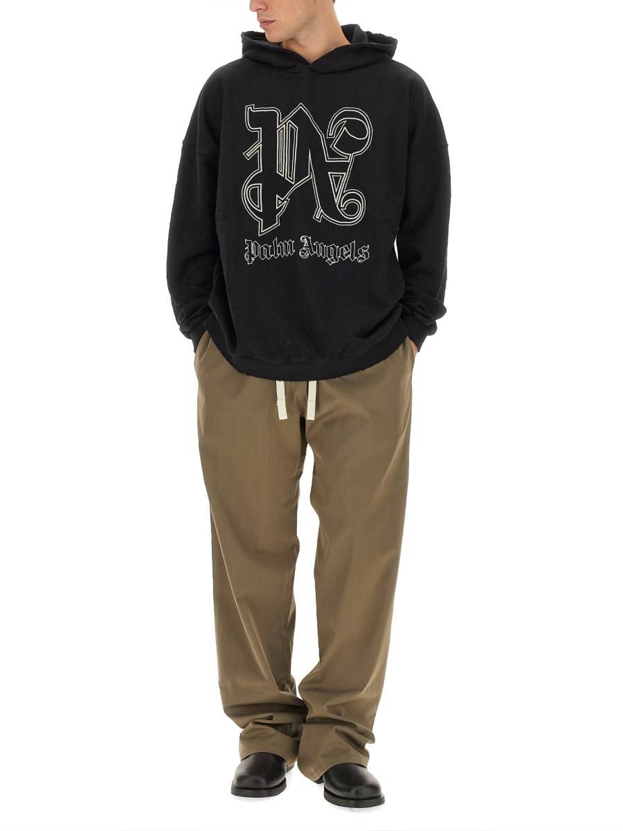 PALM ANGELS FELPA IN COTONE CON LOGO MONOGRAM