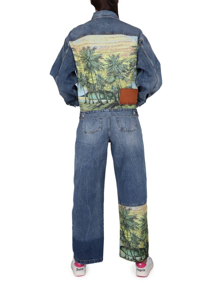 PALM ANGELS GIACCA IN DENIM CON STAMPA SUNRISE