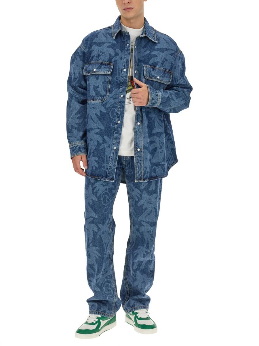 PALM ANGELS GIACCA PALMITY IN DENIM DI COTONE