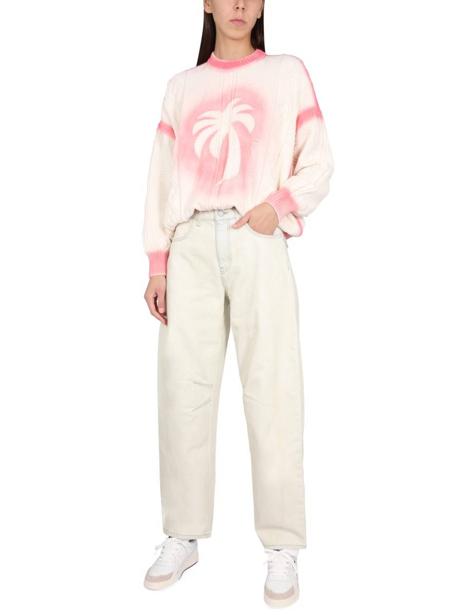 PALM ANGELS JEANS CARROT FIT IN DENIM DI COTONE