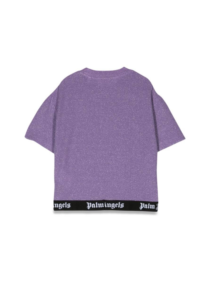 PALM ANGELS Logo Band Lurex Rib Crop.tee