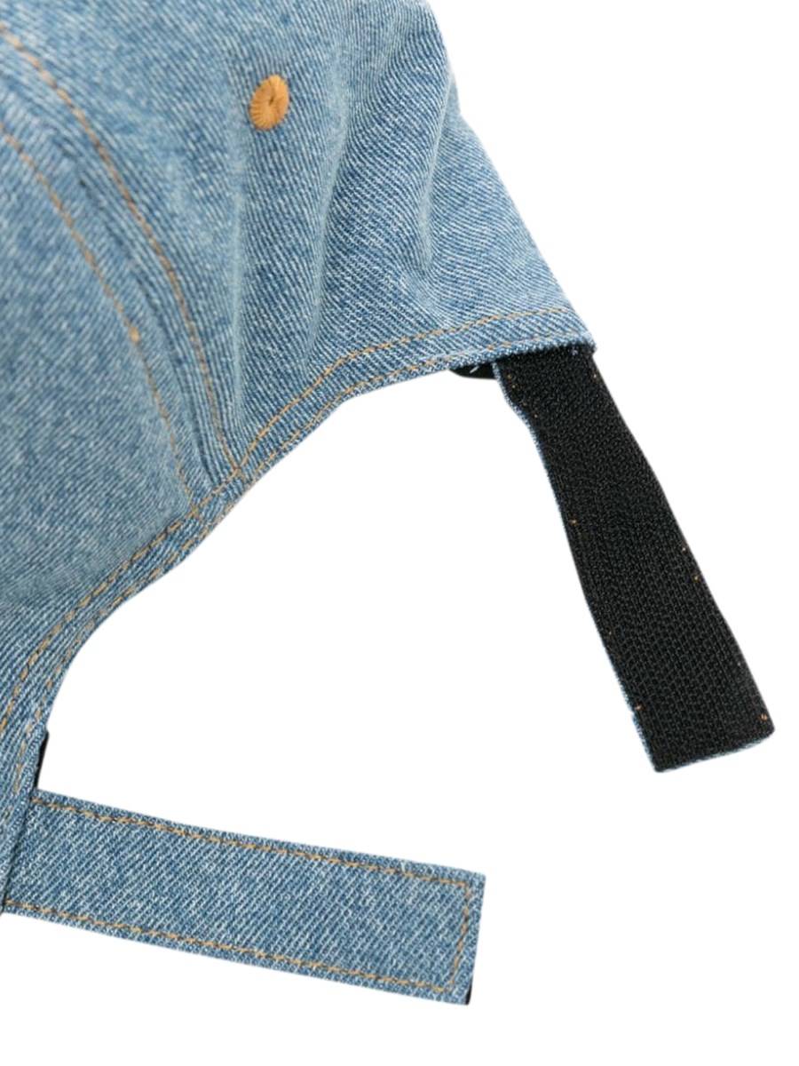 PALM ANGELS Logo Stone Denim Baseball Cap