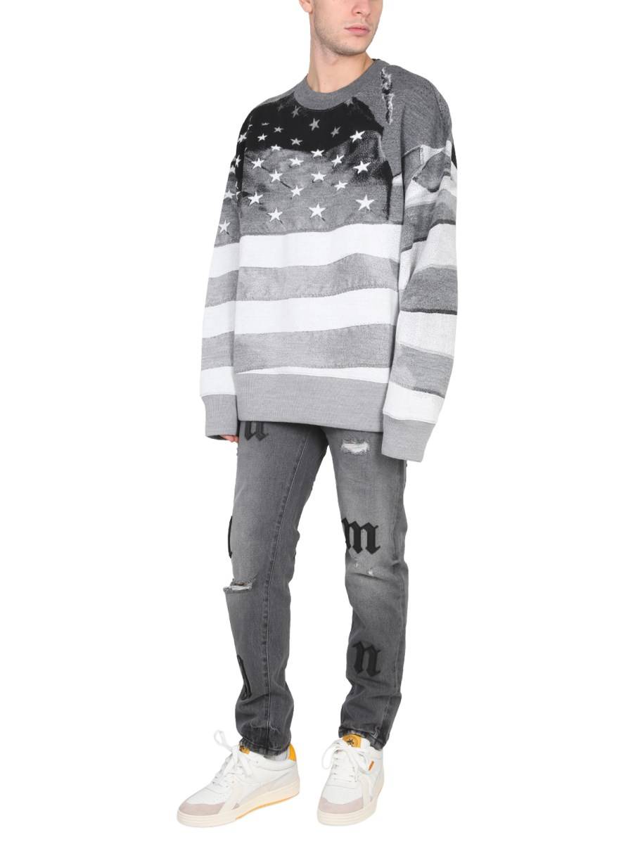 PALM ANGELS MAGLIA CON STAMPA "ICON FLAG PA"