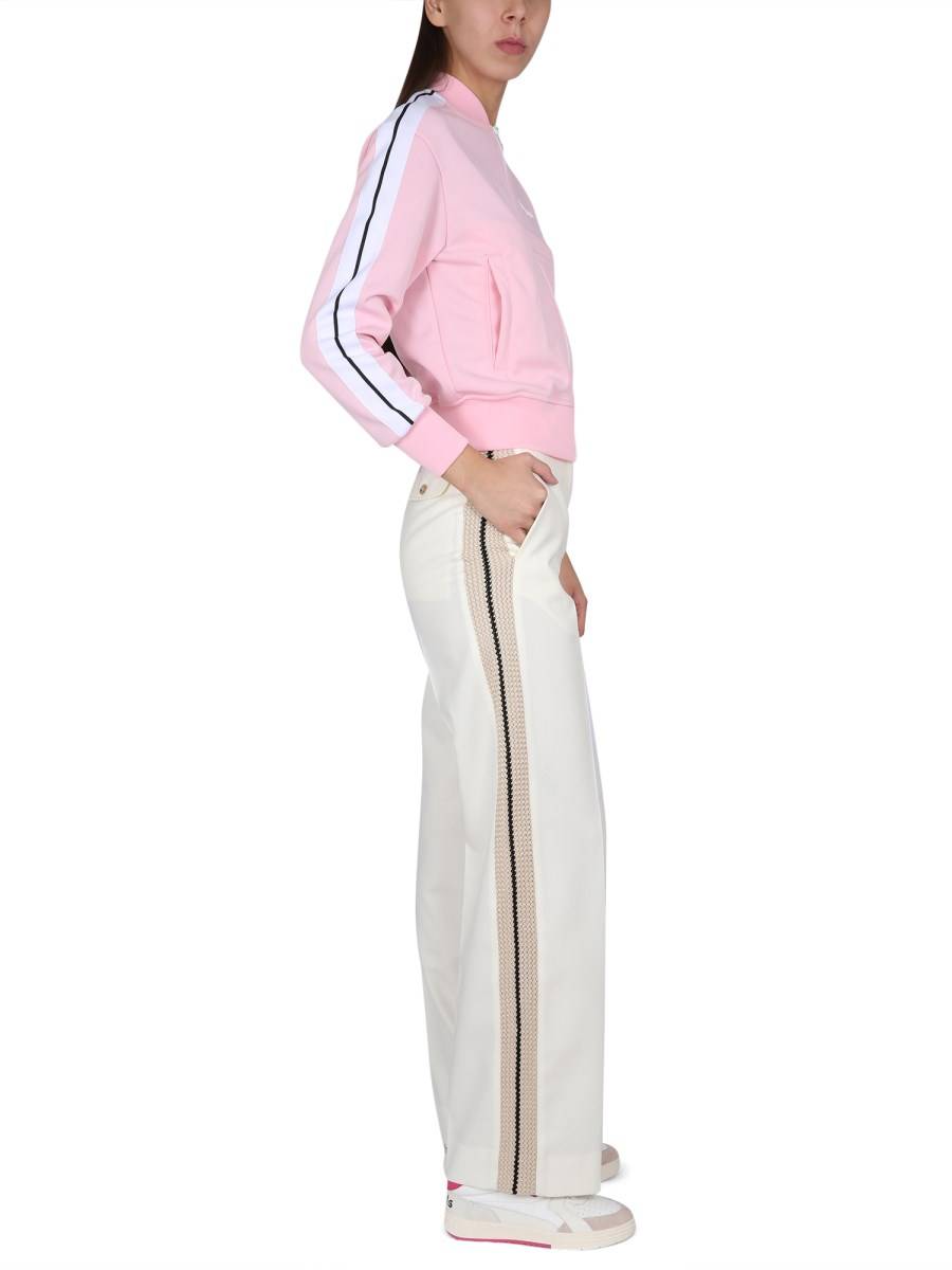 PALM ANGELS PANTALONE IN LANA CON BANDA IN MAGLIA