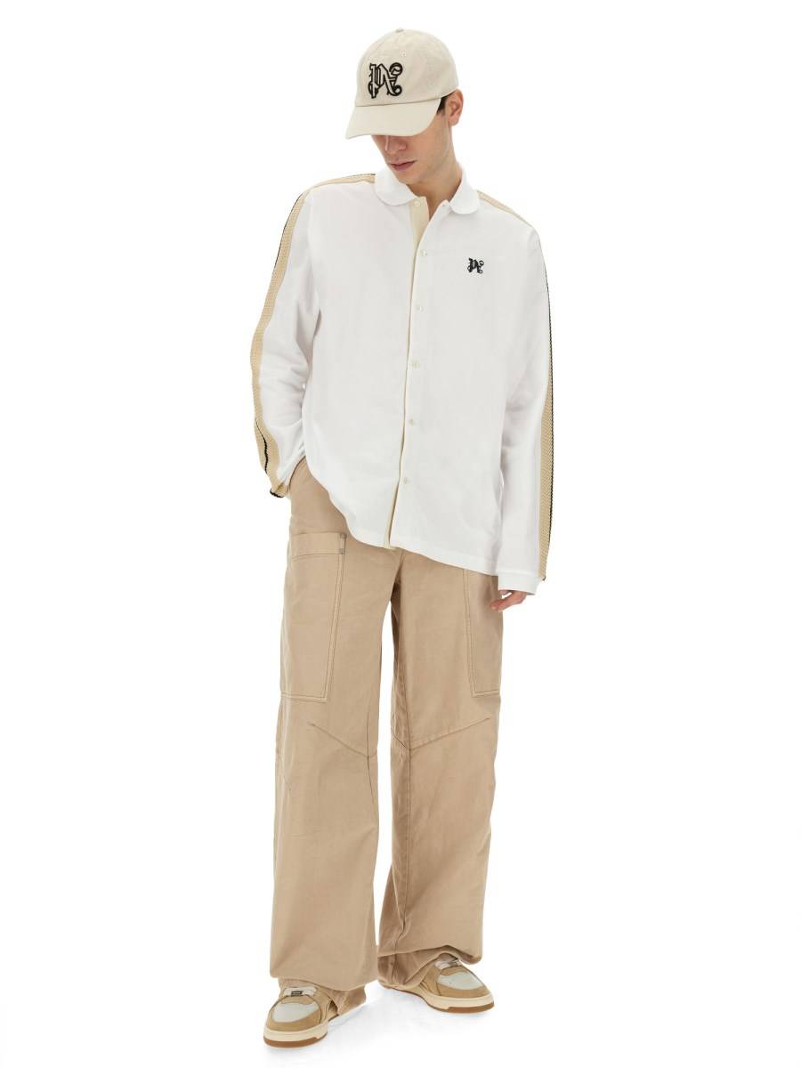 PALM ANGELS POLO CON MONOGRAM IN COTONE