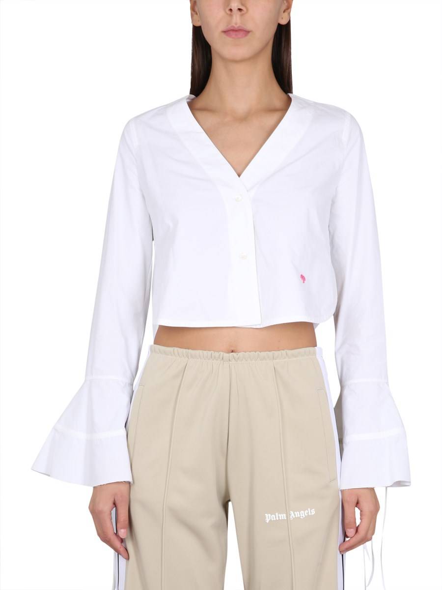 PALM ANGELS TOP BASEBALL IN POPELINE DI COTONE