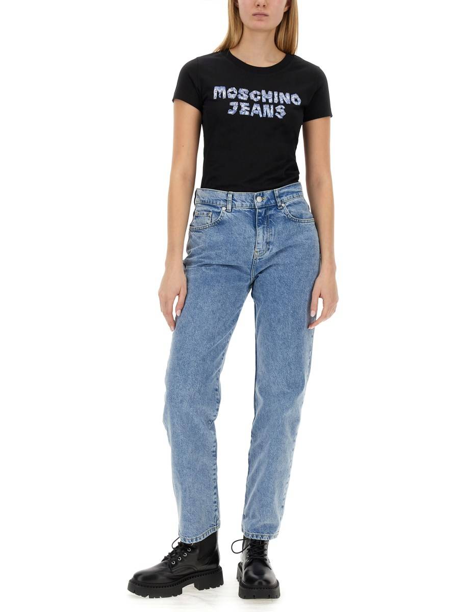 MOSCHINO JEANS PANTALONE BOYFRIEND IN DENIM RICICLATO