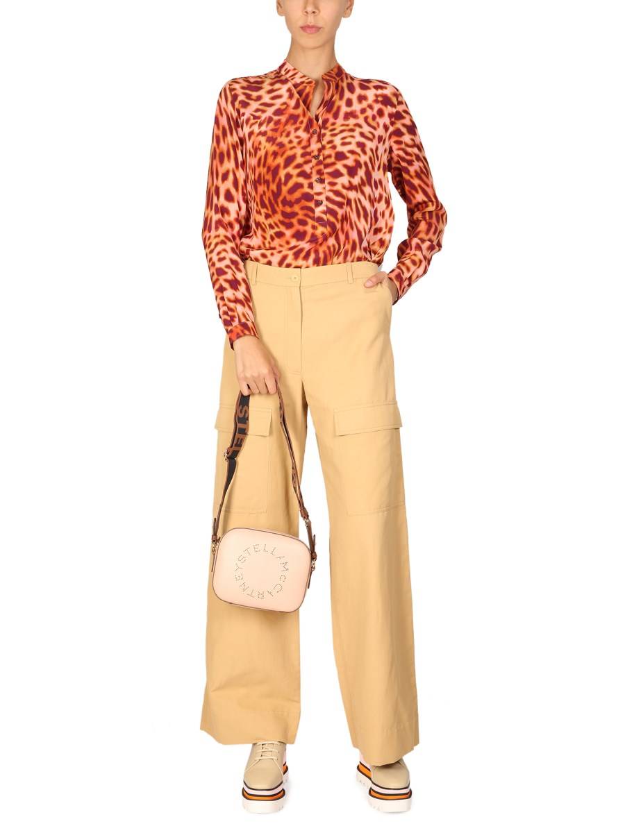 STELLA McCARTNEY PANTALONE CARGO WIDE LEG IN MISTO COTONE