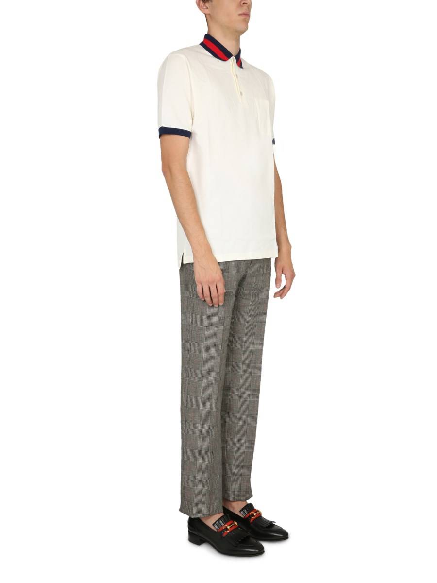 GUCCI PANTALONE CON MOTIVO PRINCIPE DI GALLES IN LANA E LINO