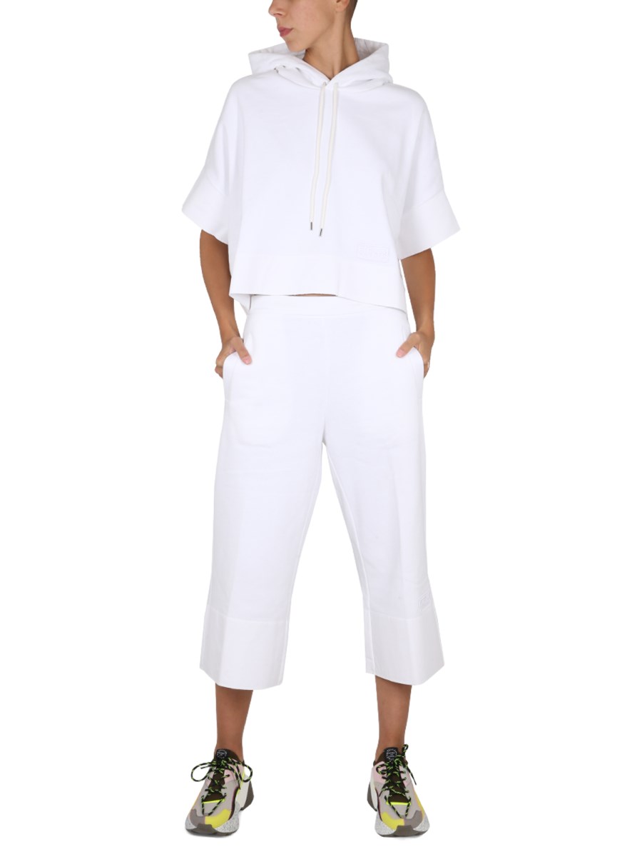 STELLA McCARTNEY PANTALONE CON RICAMO LOGO IN COTONE