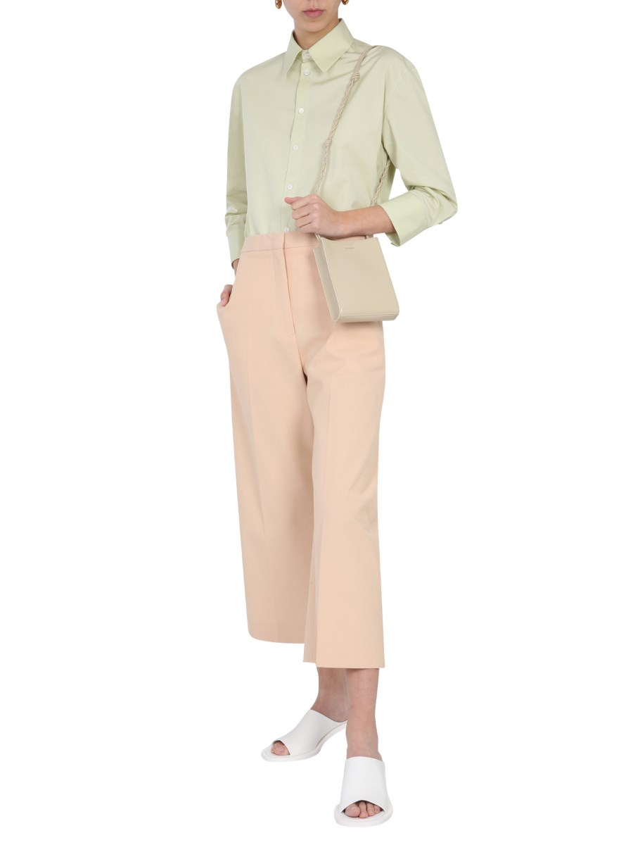 JIL SANDER PANTALONE CROPPED IN COTONE CON GAMBA LARGA