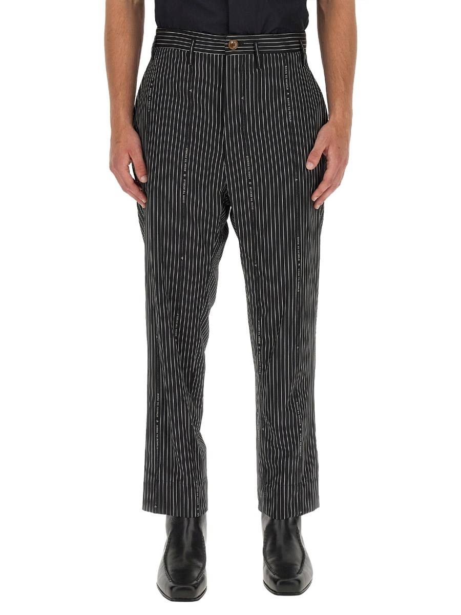 VIVIENNE WESTWOOD PANTALONE "CRUISE" CROPPED IN LANA CON MOTIVO RIGA
