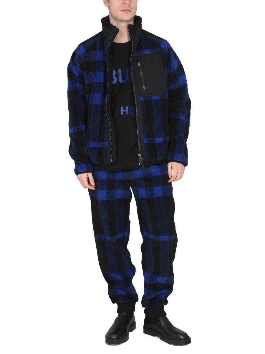 BURBERRY PANTALONE DA JOGGING IN PILE CON MOTIVO EXAGGERATED CHECK