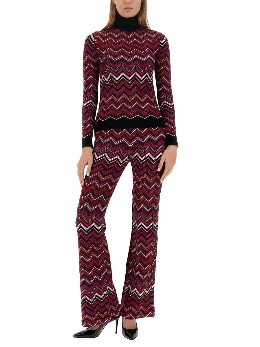 MISSONI PANTALONE FLARE FIT IN MISTO VISCOSA E CHEVRON