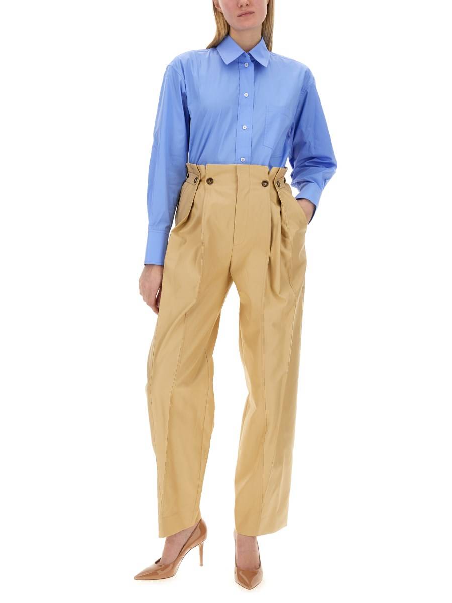VICTORIA BECKHAM PANTALONE GATHERED WAIST IN COTONE