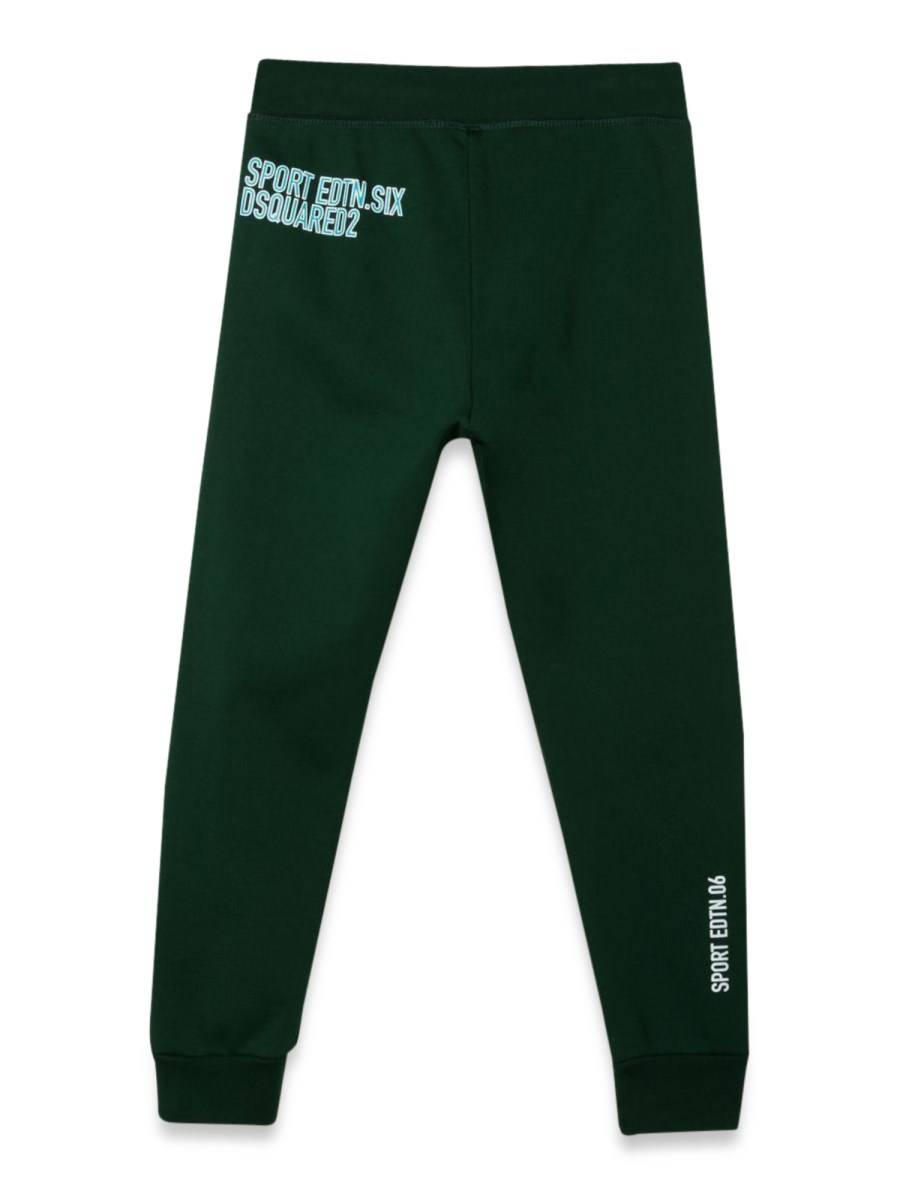 DSQUARED PANTALONE IN FELPA LOGO FOGLIE SULLA GAMBA FRONTALE